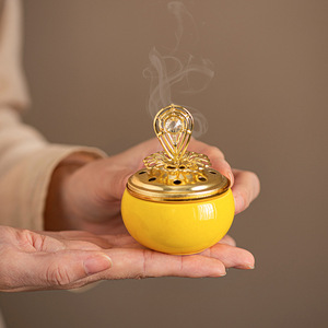 Bruciatore di incenso in ceramica Pagoda dorata con piuma di <span class=keywords><strong>fenice</strong></span> aromatica creativa - Product Image 2