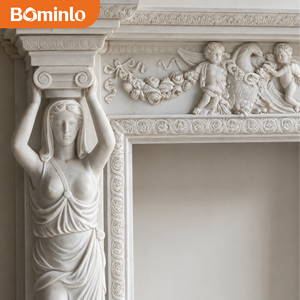 Figure de Caryatide en marbre blanc, <span class=keywords><strong>frise</strong></span> de cheminée Putti, design néoclassique sculpté à la main pour hôtel de luxe, musée, grand hall - Product Image 6