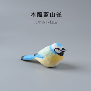 Nanhui pájaro de madera Chickadee artesanía tallada a mano gordo pájaro tallado en madera Decoración de mesa lindo pequeño regalo - Product Image 6