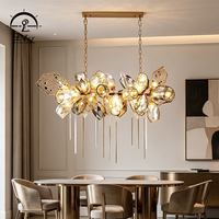 Lustre moderne en cristal de verre et acier inoxydable LED, doré antique, pour salle de mariage et décoration intérieure