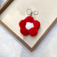 Porte-clés Pompon Fleur en Fausse Fourrure, Vente en Gros Usine, Doux et Moelleux, Pendentif de Sac Mignon pour Femmes et Filles, Idéal comme Cadeau