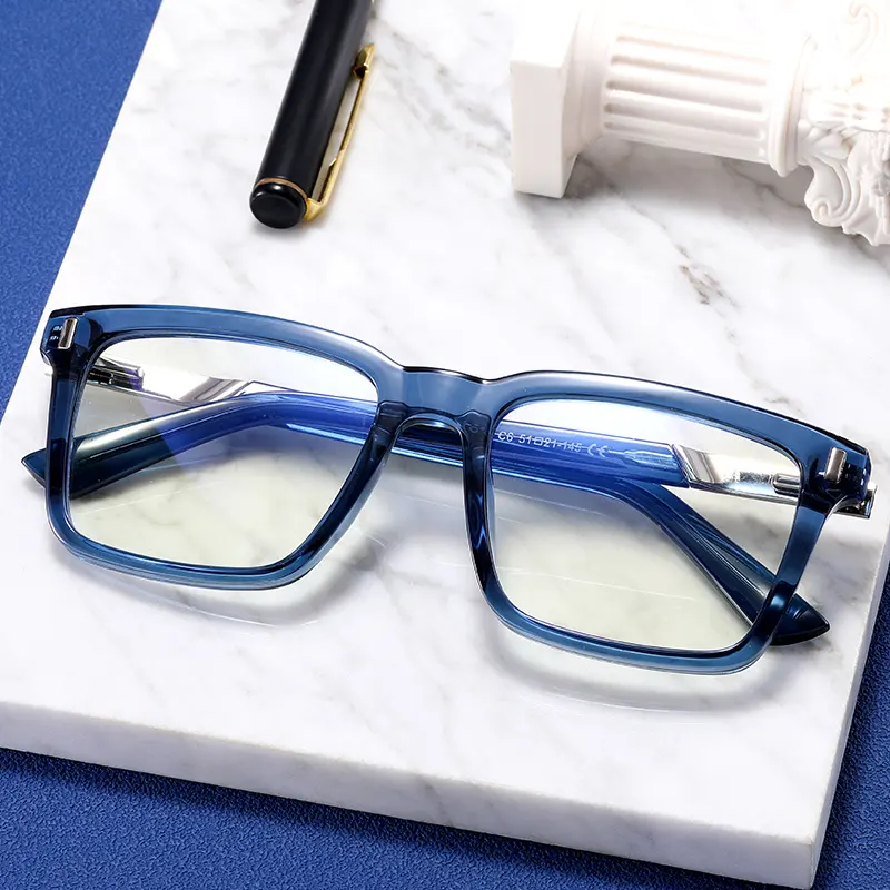 Ms 93517 2024 Op Maat Gemaakte Herenbrillen Tr90 Metalen Vierkante Brillenmontuur Optische Blauwlichtblokkerbril Modieus Op Maat