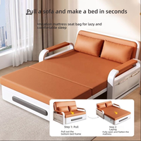 Canapé-lit convertible en cuir PU, cadre blanc, matelas segmenté, rangement intégré, accoudoirs rembourrés, canapé-lit pour salon