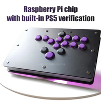 Manette de combat FunFortress Hitbox Arcade 15 touches pour Street Fighter 6, connexion filaire Type-C, support de téléphone inclus