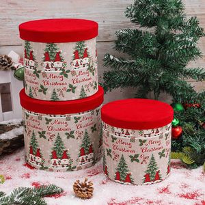 <span class=keywords><strong>Arpillera</strong></span> impresa de cartón decorativo de Navidad redondo <span class=keywords><strong>con</strong></span> tapa en relieve brillante Juego de caja de regalo vacía para regalo - Product Image 6