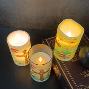 Juego de velas LED de cruz <span class=keywords><strong>cristiana</strong></span> que funciona con pilas, pilar sin llama con control remoto <span class=keywords><strong>para</strong></span> la oración de la Iglesia, decoración del hogar - Product Image 2