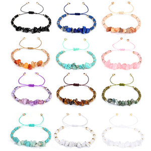 Venta al por mayor bohemio irregular grava Piedra Natural <span class=keywords><strong>tejida</strong></span> ajustable cristal amatista cuarzo rosa pulsera tobilleras para las mujeres - Product Image 6