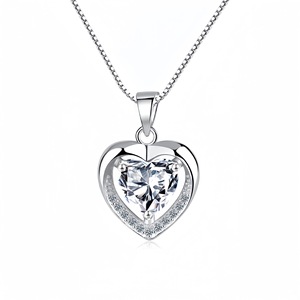 Moda S925 gioielli in argento <span class=keywords><strong>collana</strong></span> <span class=keywords><strong>cuore</strong></span> <span class=keywords><strong>oceano</strong></span> rame placcato argento moda blu regalo anniversario di san valentino - Product Image 3