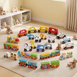 <span class=keywords><strong>Train</strong></span> en bois Montessori, thème général, écologique, jouet interactif pour enfants, véhicule de jeu, blocs de construction |   OEM ODM Vente en gros - Product Image 6