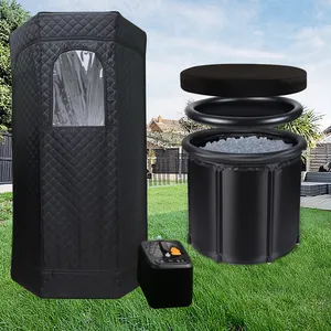 Wholesale Home Sauna Capsule Portable Steam Sauna Room 1000W Mini Wet Sauna Box And Cold Plunge Tub For Body Recovery