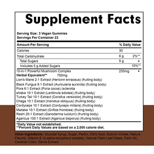กัมมี่เห็ดผสม10อิน1สำหรับผู้ใหญ่มีสารสกัดจากแผงคอดำราภูมิคุ้มกัน - Product Image 2