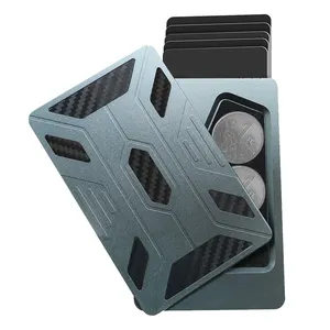 X-WORLD New Arrival Slide Door RFID Blocking Rugged Credit Card Wallet, Black and Grey Anti Theft Pop Card Coin Wallet