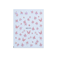 Shell lumière glace fleur ongles autocollants en relief 3D papillon 2025 nouveau pur blanc rose fleur portant ongles autocollants