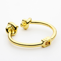 Bracelet manchette double nœud en acier inoxydable plaqué or avec fermoir à ressort, bijoux linéaires ouverts, vente en gros