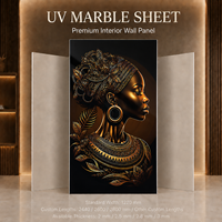 Panel de Pared de PVC con Impresión UV 3D de Retrato Dorado MORLENX, Impermeable y Fácil de Limpiar, para Salones de Hotel y Paredes Decorativas
