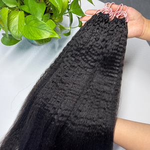 Wholesale Vietnamese Virgin <b>Feather</b> Crochet Human Hair Kinky Straight Extensions Machine Double Weft All Colors Bulk Hair - Product Image 2