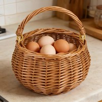 Panier de rangement décoratif pour la maison et le jardin, panier en osier naturel tressé avec poignée de transport facile pour fleurs artificielles et cadeaux