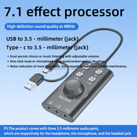 Carte son externe USB 7.1 avec réverbération et changeur de voix, double port USB Type-C, suppression du bruit, Plug & Play pour casque de jeu PC/téléphone/PS4