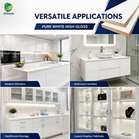 Panneau MDF mélaminé Jinbase 18 mm, blanc pur, haute brillance, E0, 1220x2440 mm, panneau de fibres à densité moyenne mélaminé pour meubles