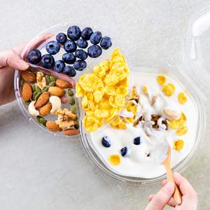 Tazón de inserción desechable sostenible de 3 compartimentos 15.4X15.4X12 Embalaje de ensalada de alimentos de plástico reciclable a prueba de manipulaciones - Product Image 6