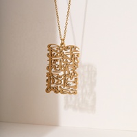 Collier Rune élément arabe plaqué or 18 carats Collier unisexe en acier inoxydable Collier plaqué argent durable Fêtes Fiançailles