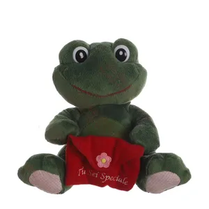 批发定制促销礼品柔软动物造型绿色青蛙毛绒毛绒玩具