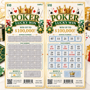 Custom Die Cut Poker Theme Security Printing Scratch Off Cards Lucky Game Lottery Ticket With Barcode Serial Number - Product Image 1