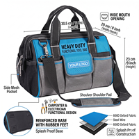 Sac à outils de grande capacité résistant à l'eau en Oxford bleu gris, collection pour électriciens et charpentiers, entièrement personnalisable