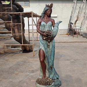 Statua in Bronzo a Grandezza Naturale di Fortuna con Occhi Coperti, Scultura della Dea Greca Romana con Cornucopia per Arredamento Casa e Giardino - Product Image 4