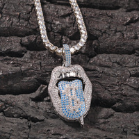 Pendentif à lèvres en zircon plaqué or blanc avec logo personnalisé Bijoux de mode Hiphop pour mariage Collier à maillons en laiton