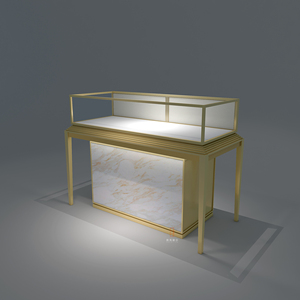 Gabinete de joyería con espejo de 6 leds, gabinete de exhibición de joyería de madera de mármol con cerradura de 47,2 pulgadas, gabinete de maquillaje y joyería - Product Image 1