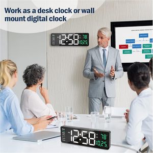 Multifunctional Modern Large Screen Remote Control Digital Electronic LUMINOVA <b>Square</b> Wall Clock Home Decor Temperature Week - Product Image 5