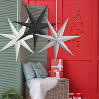 Vente en gros 45cm lanternes de noël blanches noires grises suspendues sept étoiles en papier pour décoration en papier