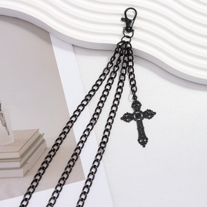 จี้รูปกางเขนแบบโซ่คาดเอว หลายชั้น โลหะผสมสังกะสีสีดำ สไตล์ฮิปฮอป สำหรับใส่ทุกวัน - Product Image 2