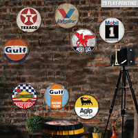 Juego de Letreros Metálicos Redondos Vintage de Gasolina y Petróleo, Decoración Retro para Pared de Casa, Garaje o Cuarto de Hombre