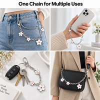 Chaîne de sac personnalisée en métal robuste et tendance avec pendentif cœur fleur émaillé, décoration mignonne et réglable pour sac à main