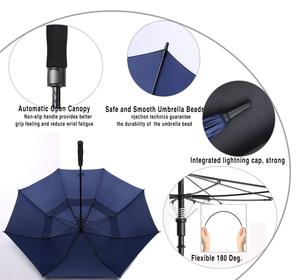 Parapluies de golf automatiques droits de grande taille, résistants, intelligents, de marque haut de gamme, coupe-vent, avec logo personnalisé, en pongee coloré, bon marché - Product Image 3