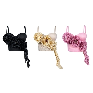 Top Halter de Moda con Diseño Floral y Flecos, Corsé Exterior con Varillas y Relleno, Estilo Primavera - Product Image 1