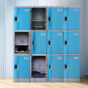Casier de rangement moderne en plastique ABS personnalisé, assemblé, à 4 portes, avec serrure à clé, étanche, pour chaussures et vêtements, idéal pour salle de sport, chambre et piscine - Product Image 1