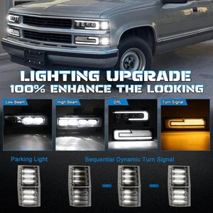 Faros Delanteros LED OVOVS con Luces de Señalización DRL de Bienvenida, Luces de Posición Laterales Delanteras LED para Chevy C/K 1500 2500 3500 <span class=keywords><strong>Silverado</strong></span> 1994-1998 - Product Image 2