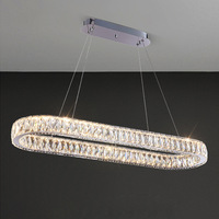 Lustre en cristal argenté à trois anneaux, suspension LED moderne et minimaliste, trois couleurs, intensité variable, télécommande, commande vocale, hauteur réglable