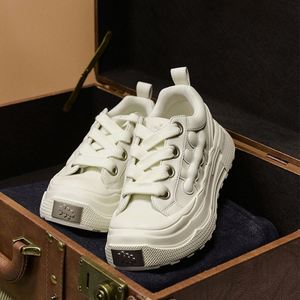 Recital Brown <b>Plum</b> Retro Maillard Board <b>Shoes</b> Leather Thick Sole Heightening Casual Fall Brown Canvas Sneakers - Product Image 1