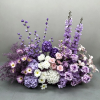 Composition florale en gros, rangée de fleurs violettes et roses pour centre de table de mariage, décoration d'événements et de fêtes, Saint-Valentin