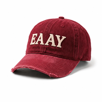 Casquette de baseball personnalisée à 6 panneaux en tissu Dobby à pois, bords effilochés, nœuds en chevrons, coton lavé vintage, fermeture à boucle unique, unisexe