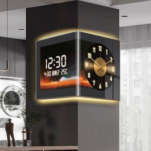 Jam dinding dua sisi elektrik, tampilan Digital vinil desain seni rekaman untuk jarum ruang tamu tipe gantung bagian utama sudut - Product Image 3