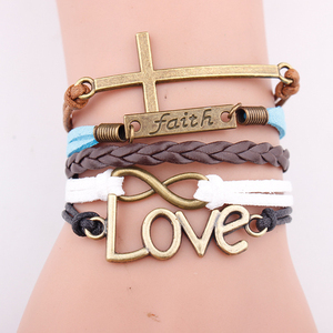 Hope Faith Love Cross Bracelet en cuir PU pour fils Anniversaire Noël Cadeaux de Pâques - Product Image 3