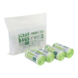 Vente en gros de sacs à ordures durables personnalisés EN13432 certifiés 100% compostables biodégradables et non parfumés pour fécule de maïs pour déchets alimentaires