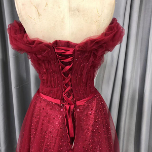 Jancember QX01 Elegant <strong>Red</strong> <strong>Sequins</strong> Off Shoulder Party Sweetheart Formal Gowns Evening Dresses - Product Image 6