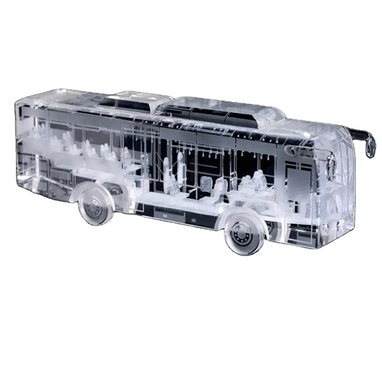 व्यक्तिगत क्रिस्टल 3D लेजर उत्कीर्णन कार क्रिस्टल बस मॉडल स्मारिका उपहार