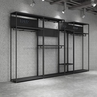 Portant Métallique Noir Personnalisable pour Magasin, Robuste pour Vêtements Homme et Femme, Présentoir de Sol pour Magasin